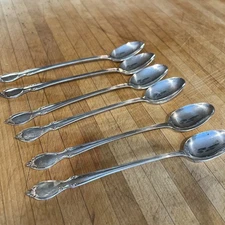 WM Rogers  IS Iced Tea Spoons Set Of  6 Silver Plate Reflection Pattern