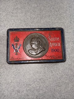 Antique Queen Victoria Boer War British army South Africa 1900 Chocolate Tin