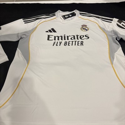 adidas Real Madrid シャツ XL ホワイト Adidas Real Madrid Long Sleeve Soccer Jersey White 2XL Emirates