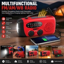 Emergency Wind Up Solar Hand Crank Radio Power Bank Charger FM/AM Torch