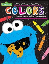 SESAME STREET WRITE AND WIPE WORKBOOK - COLORS - COOKIE By Kappa Books NEW