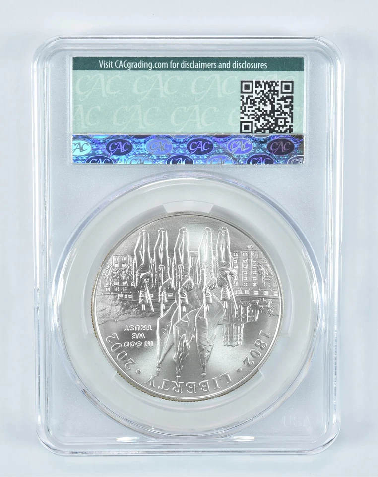 2002-W West Point Commemorative Silver Dollar MS69 CAC CACg *3141 - Image 2 of 4