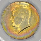 1967 50C Kennedy Half Dollar PCGS AU58 - Pretty Dual Sided Rainbow Toning