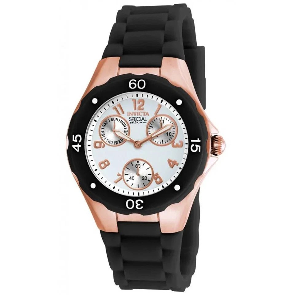 Invicta Women'S 18799 Angel White Dial Rose Gold Steel Black Silicone Strap - Image 2 of 2