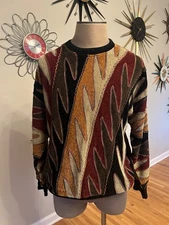VTG Norm Thompson MD Tundra 3D Abstract Coogi Style Sweater Biggie