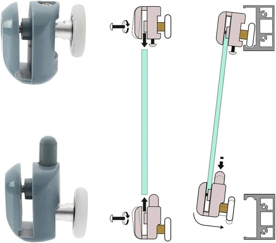 8 Pcs 23mm Roulette Porte Coulissante Douche, Galet Roue pour Porte de Douche - Photo 3/4
