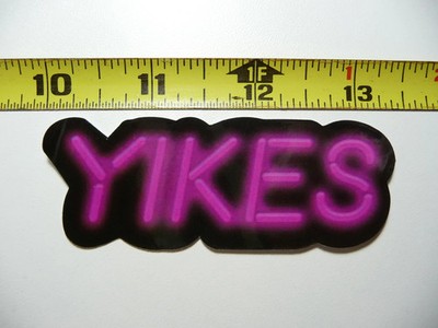 YIKES SCARED PHRASE NEON STYLE SMALL STICKER DECAL COLORFUL FUNNY