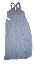 Azazie Hillian Dress Womens A20 Dusty Blue Plus V Neck Strappy Chiffon Maxi