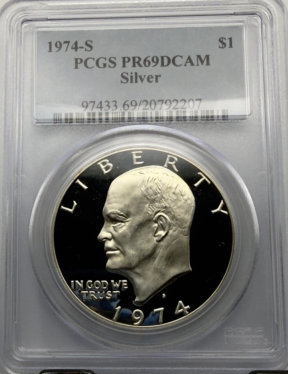PCGS Certified PR 69 Graded 1974 Eisenhower Dollars (1971-1978
