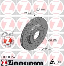 2x Bremsscheibe SPORT Z ZIMMERMANN 100.3313.52 für PHAETON A8 AUDI 1KE 1KD VW D3