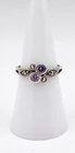 Vintage 925 Sterling Silver Dainty Purple Crystal Marcasite Ring Floral SZ 6.75