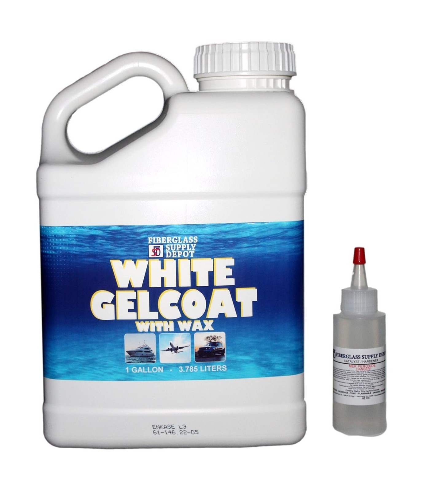 White Fiberglass Gelcoat with Wax for Interior or Exterior Use - 1 Gallon