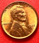 1942-P Lincoln Wheat Cent Penny GEM RED BU From an Original Bank Roll