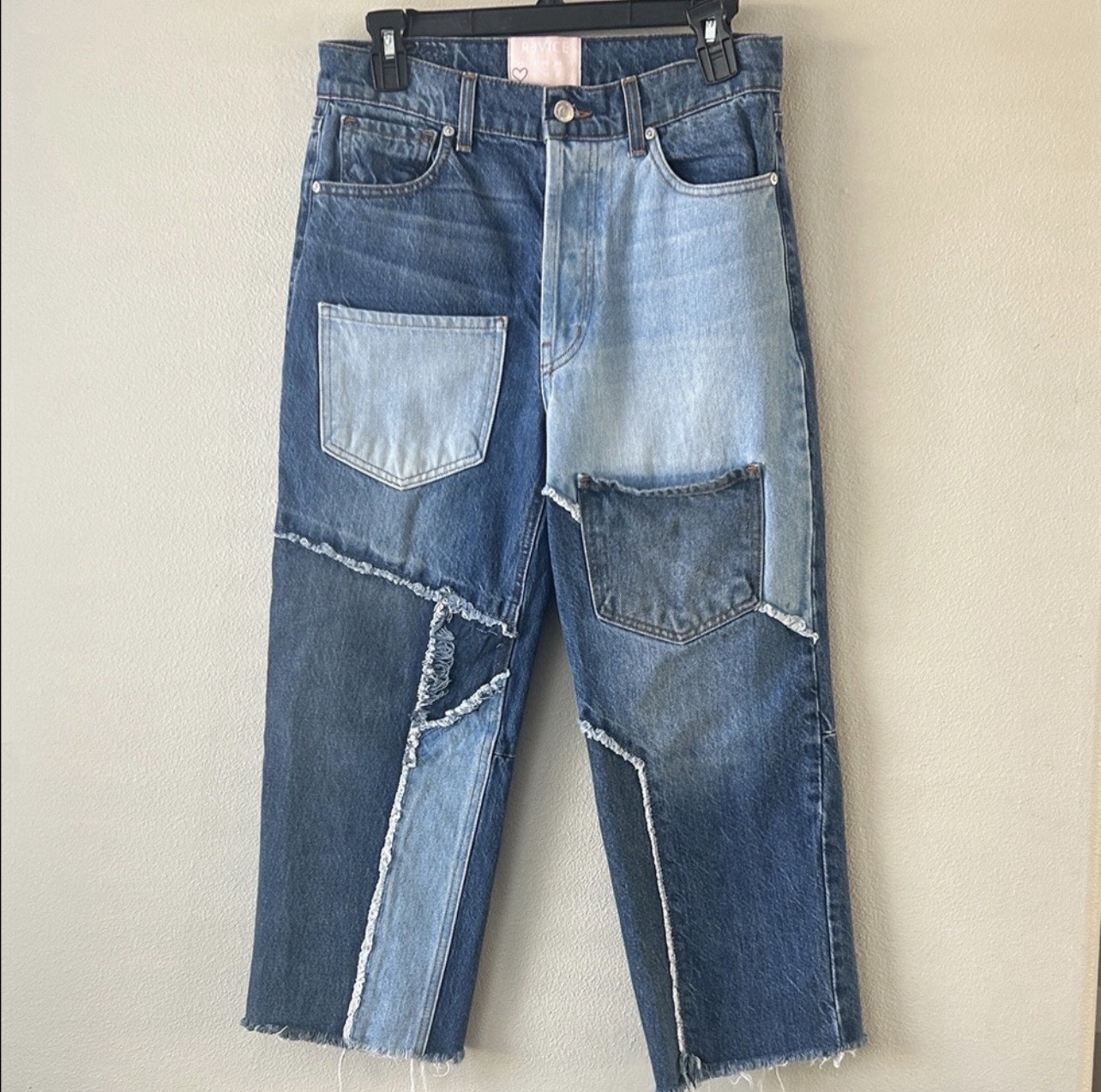 Revice Patchwork Embroidered Raw Hem Relaxed Stra… - image 1