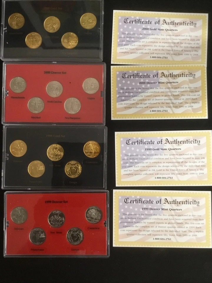 10 Sets Of State Quarters Mint Editions 1999 - 2008, P, D, Gold & Platinum - Image 3 of 4