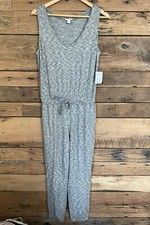 Sleeveless Jumpsuit Heather Gray Scoop Neck Drawstring Waist Lounge Casual Soft