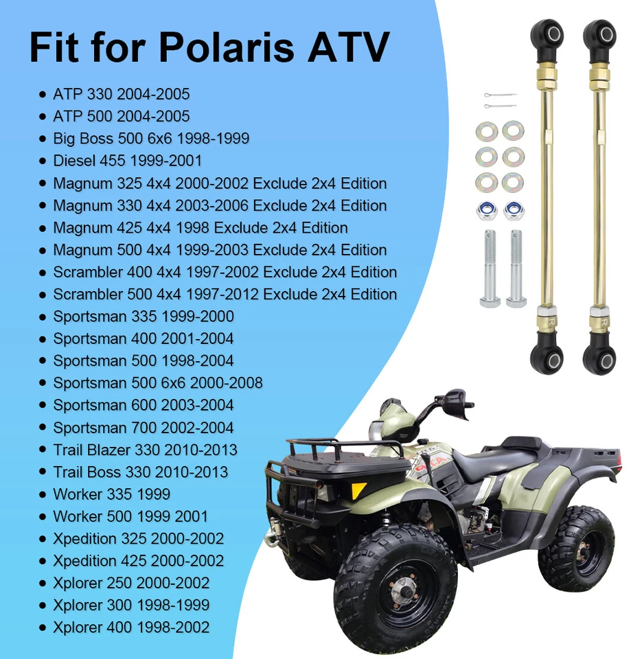 2 Tie Rod End Set for Polaris Big Boss 500 6x6 1998-1999 1820805 1820567 2201741 - Image 2 of 4