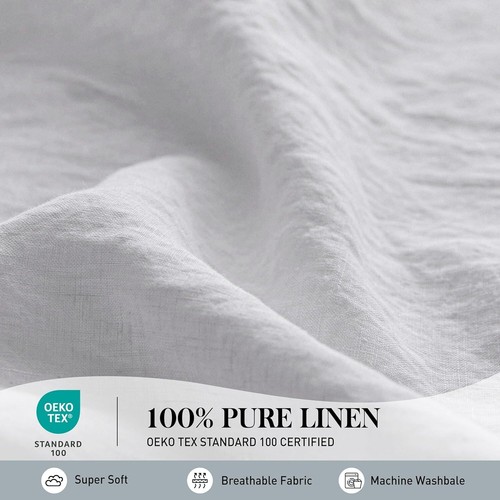 Elegant 4-Piece King Linen Sheet Set - Deep Fitted and Breathable Comfort - 第 4/11 張圖片