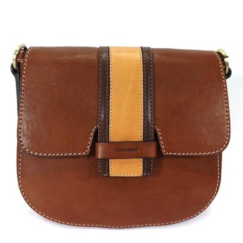 Gianni Conti Flap Front Shoulder Bag - Style: 973866 - Brown/Tan Multi BNWT - Picture 4 of 6