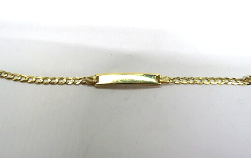 Hermoso brazalete de identificación en blanco con bordillo de oro amarillo sólido de 14K de 5" para niño pequeño - Imagen 4 de 12