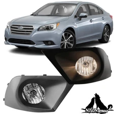 Pair Fog Lights For 2015-2017 Subaru Legacy Driving Bumper Lamps w/Bulbs Clear