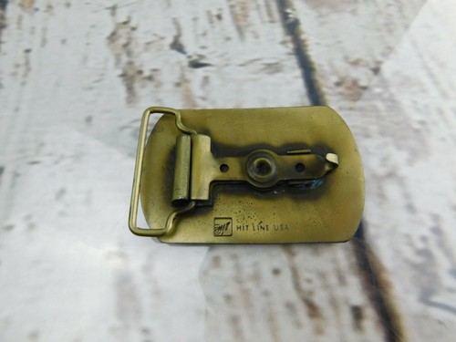 CARBOLOY Coal Miner Mining Energy Company Brass Belt Buckle Hit Line USA Vtg - Picture 2 of 4