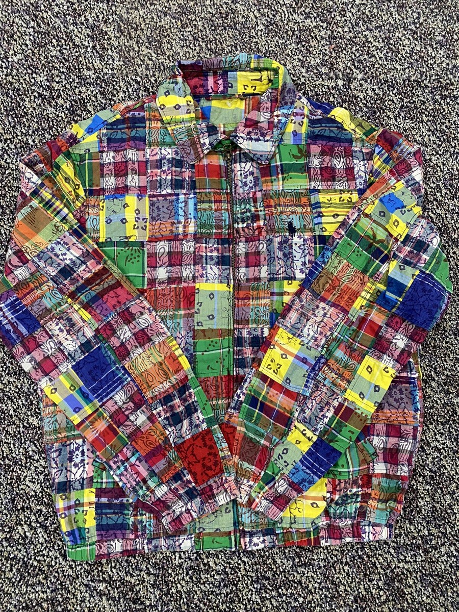 Polo Ralph Lauren Patchwork Indian Madras Full Zip Jacket -Medium