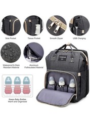 3 in 1 Multifunction Diaper Bag Large Capacity Backpack with Changing Station