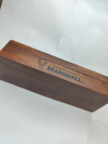 Dominoes Game Marshall Collegiate Wood Dominoes In Wood Storage Box - Picture 3 of 5