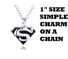 Small SUPERMAN LOGO SYMBOL HERO S Pendant on 925 Sterling Silver 20" Necklace