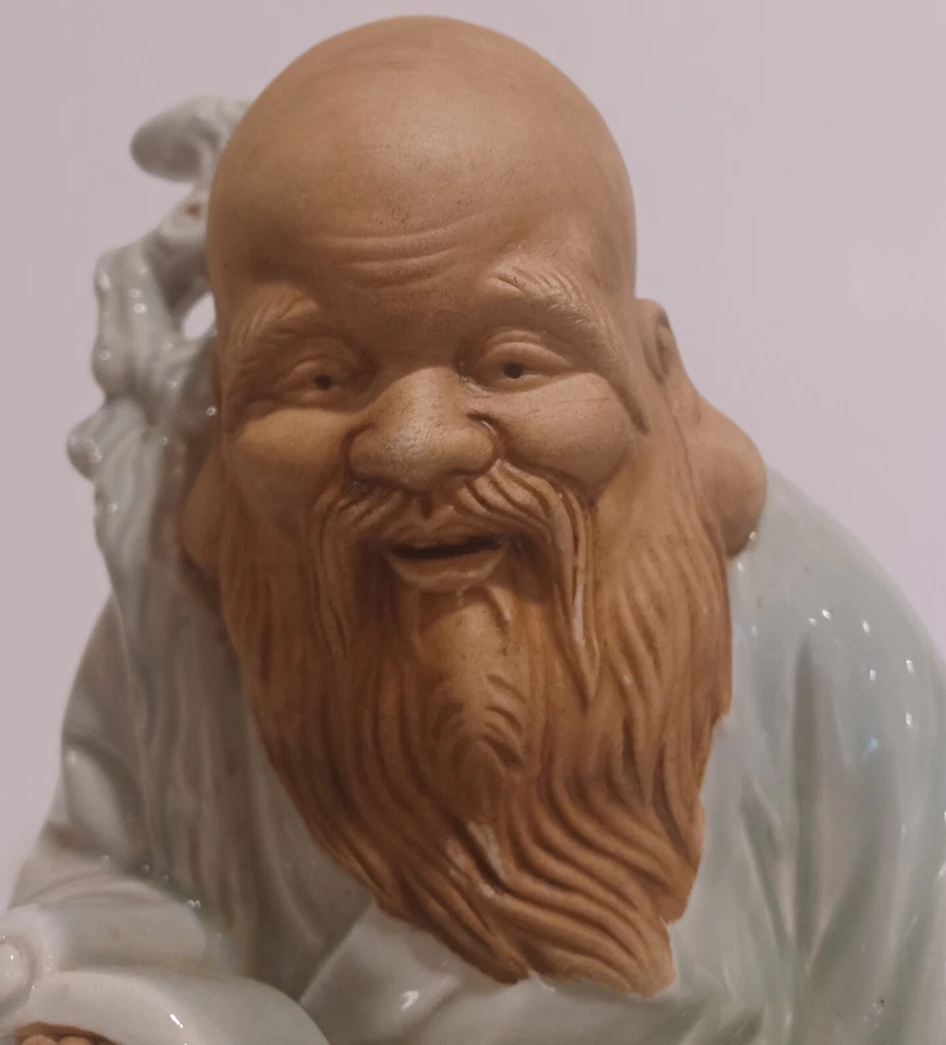 复古 God Jurojin 日本 Kutani Ware 陶瓷雕像 9 英寸高 — 第 2/4 张图片