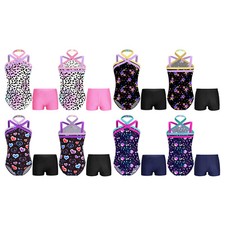 Girls Bodysuit Sleeveless Leotard School Gymnastic Competitions Outfits Set Gym