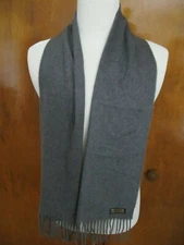 Cejon Solid Gray Fringe Scarf Made in Italy One Size 60" X 12"