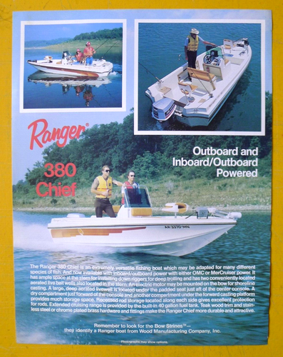 1982 Ranger Boat 1980s Original RANGER Boats 380 Chief SPEC SHEET | eBay