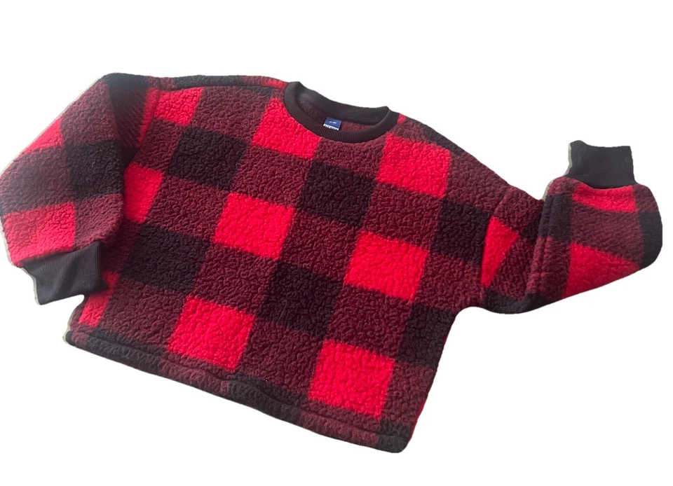 女孩水牛格子夏尔巴羊毛毛衣红色和黑色*从未穿过*全新带标签 — 第 3/4 张图片