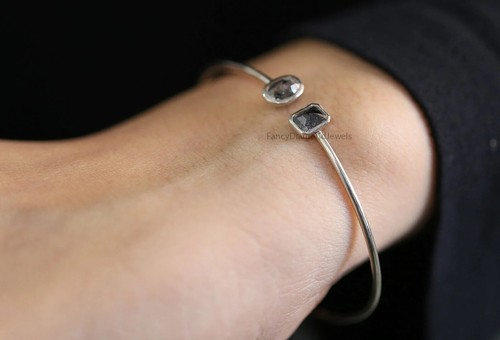 1.14 Ct Natural Mix Shape Bracelet Salt and Pepper Diamond Bracelet KD1220 - Picture 8 of 10