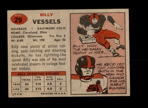 1957 Topps #29 Billy Vessels EX-MT - Picture 2 of 2