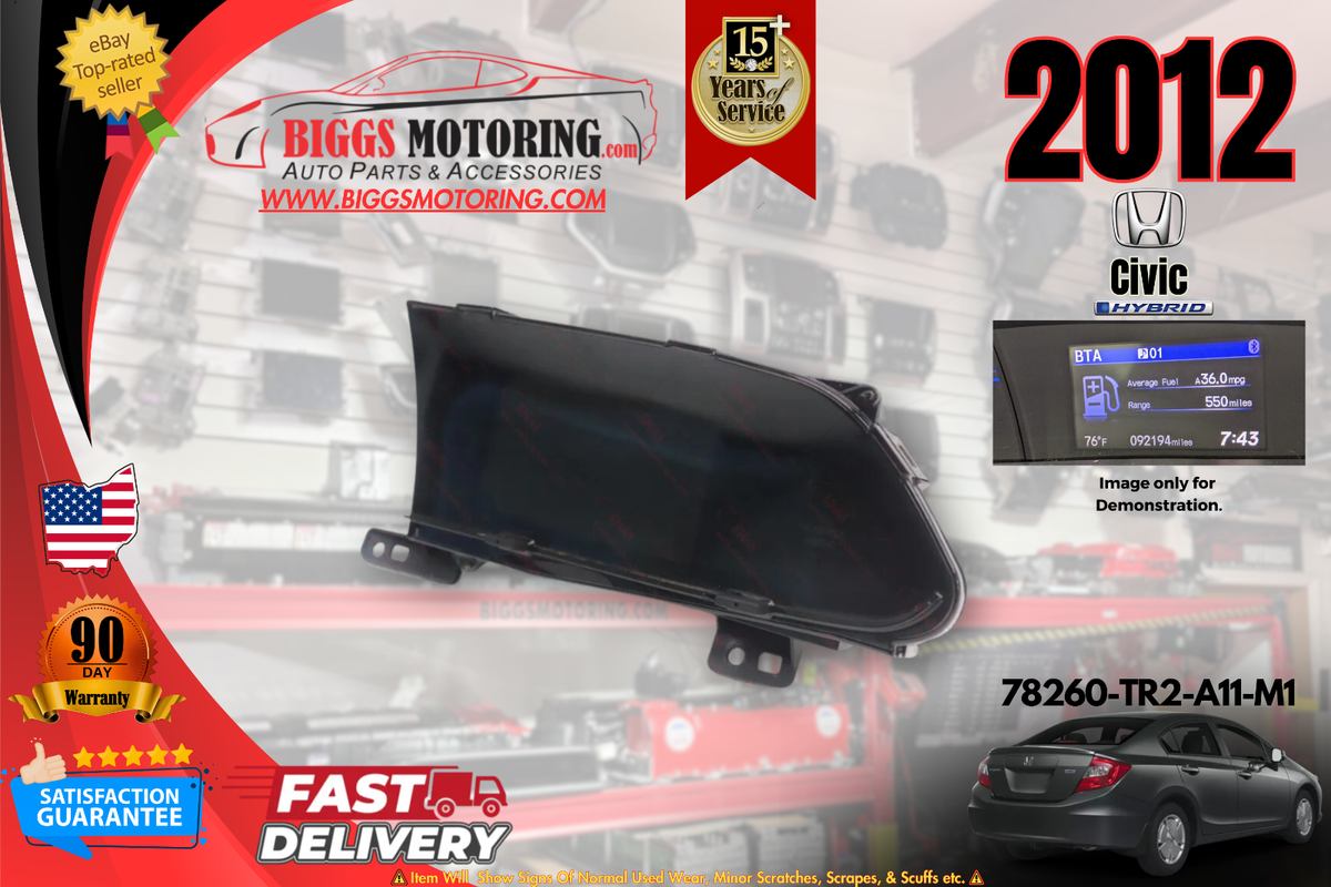 2012 Honda Civic Hybrid Dash Information Display Screen 78260-TR2