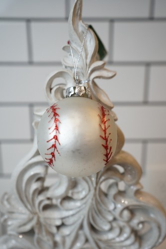 NWT Holiday Inspirations Glass Baseball Ornament - Picture 2 of 3