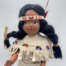 Vintage Native American Indian Girl Princess Leather Beaded Dress and Moccasin
