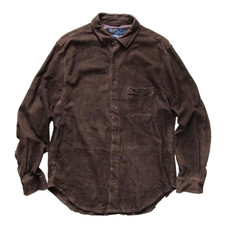 Polo Ralph Lauren Suede Leather Shirt Size L Brown F/S