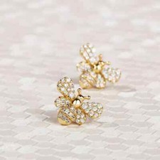 1.50Ct Lab Created Round Diamond Honey Bee Stud Earrings 14K Yellow Gold Finish