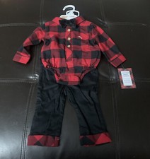 NWT Tommy Bahama Buffalo Plaid Shirt and Pants Set Infant Size 0-3 Months G7