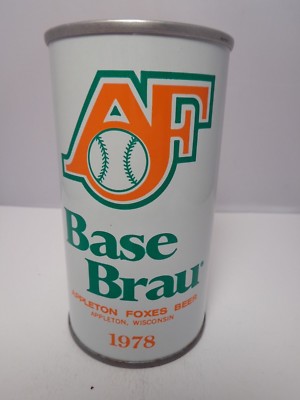 BASE BRAU 1978 STRAIGHT STEEL PULL TAB EMPTY BEER CAN #38-3  APPLETON FOXES