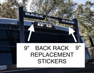 BACK RACK Replacement White STICKER Kit (9in x Each Word) Truck Split ...