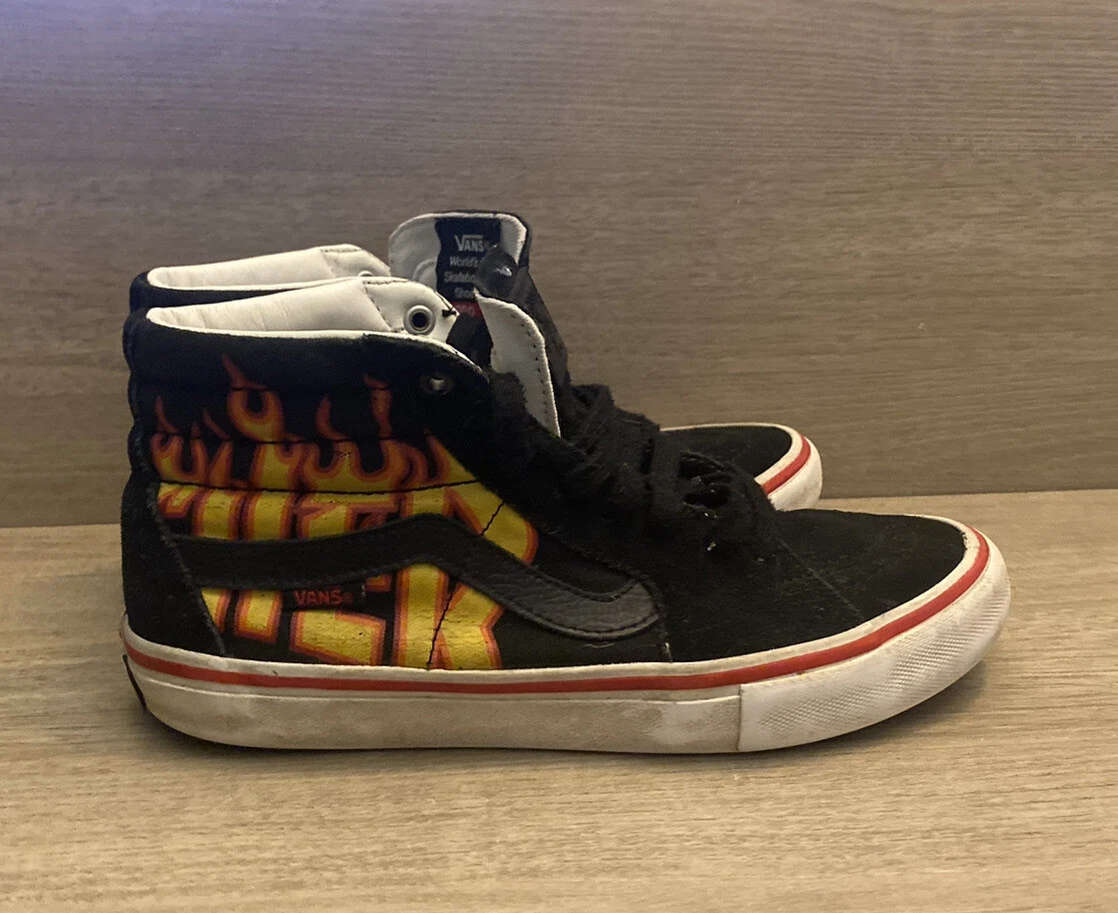 Vans x Thrasher Pro Old Skool High Sk8-hi Flames Sneakers Men's 9 | eBay