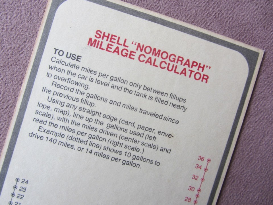 Vtg Shell Oil Gas Service Station Nomograph Mileage Calculator Miles