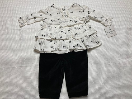 Camicia con fiocco Carters bambina a maniche lunghe e set velluto nero taglia 3-6 M