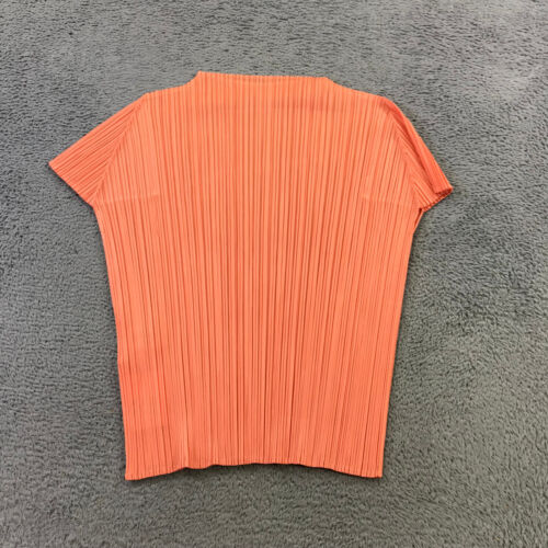 Pleats Please Top Womens 3 Issey Miyake Orange Made in Japan Blouse Shirt