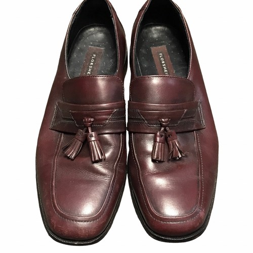 Florsheim Burgundy Leather Tassle Slip On Loafers Shoes Size 9 1/2 D